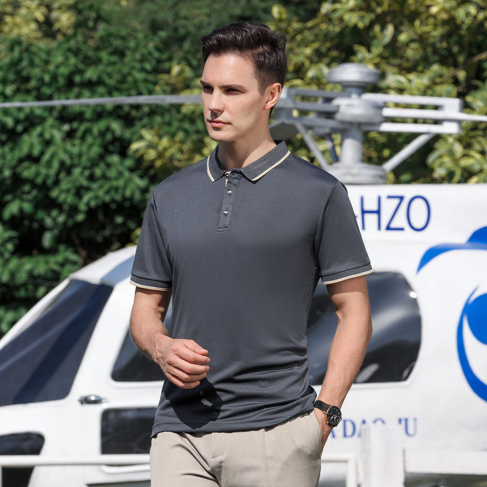 Men's Quick-Dry Polo Work Shirt with Custom Logo Print