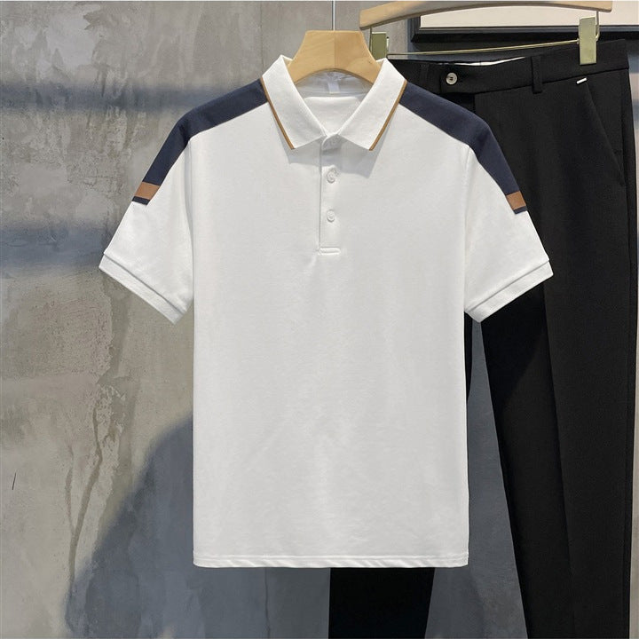 Men's Color-Block Short Sleeve Collared Polo Shirt