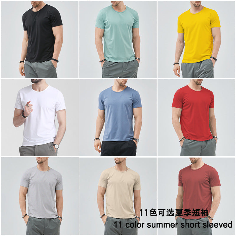 Unisex Slim Fit Solid Color Short Sleeve T-Shirt