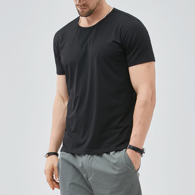 Unisex Slim Fit Solid Color Short Sleeve T-Shirt