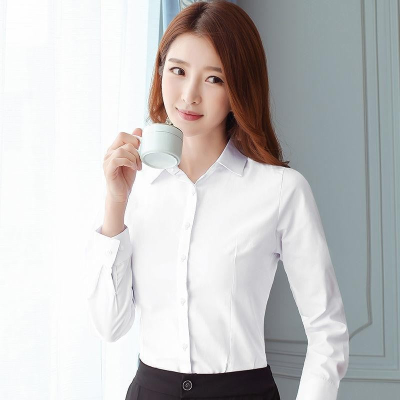 Women's Professional Long Sleeve White Office Shirt
