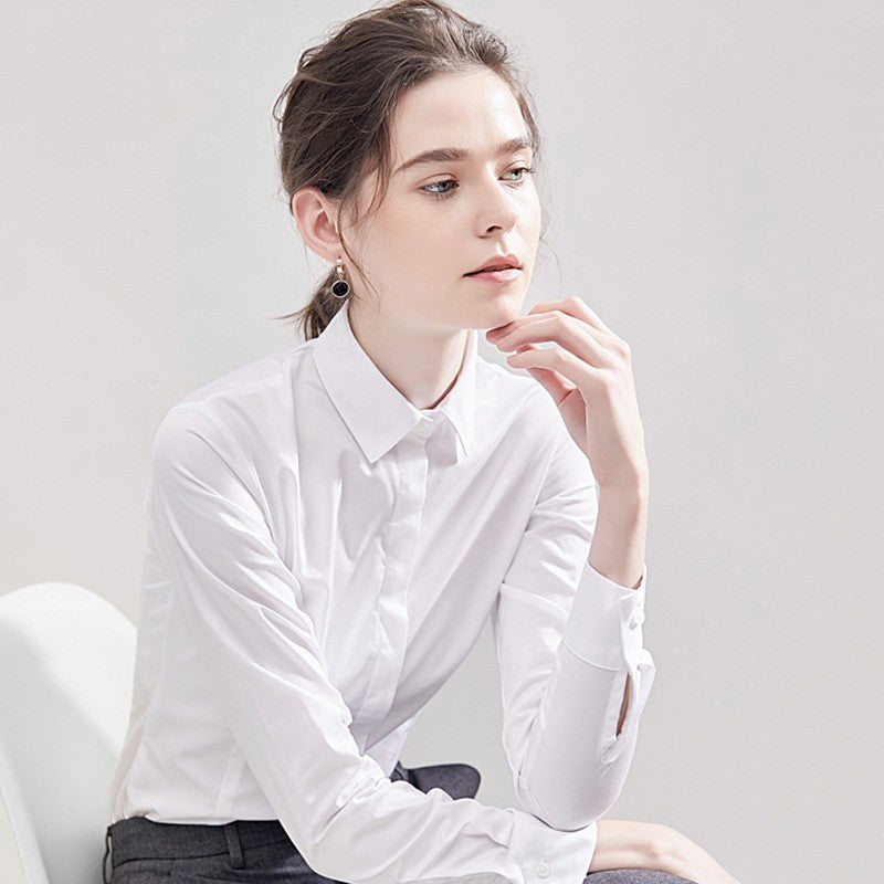 Women's Professional Long Sleeve White Office Shirt