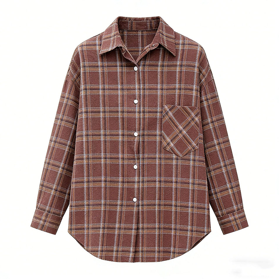 Women's Plaid Long Sleeve Mid-Length Casual Shirt