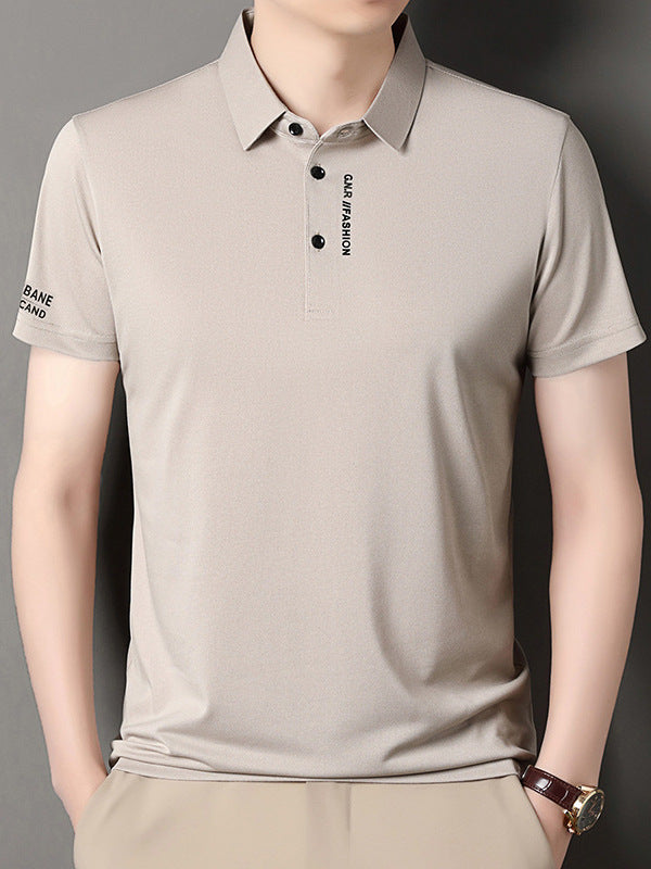 Men's Ice Silk Polo Shirt Breathable Short Sleeve Casual Tee
