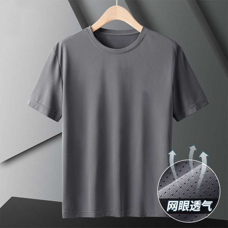 Men's Ice Silk Quick-Dry Mesh Crew Neck T-Shirt