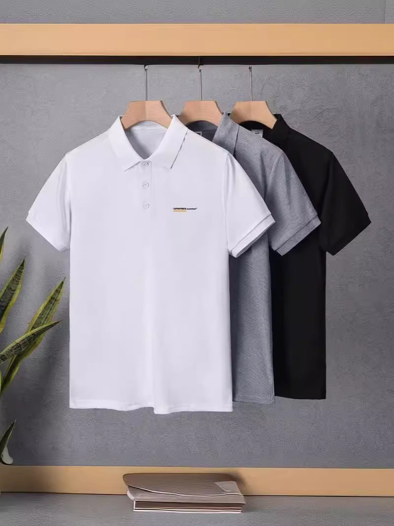 Men's Letter Print Polo Shirt Short Sleeve Korean Style Casual
