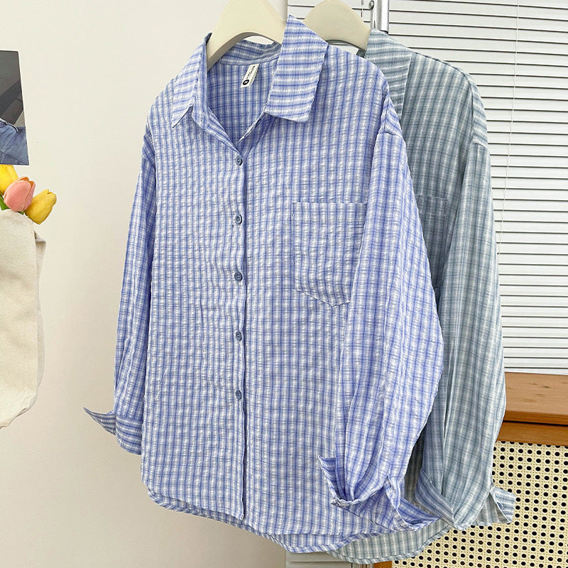 Women's Retro Plaid Long Sleeve Overshirt Shirt