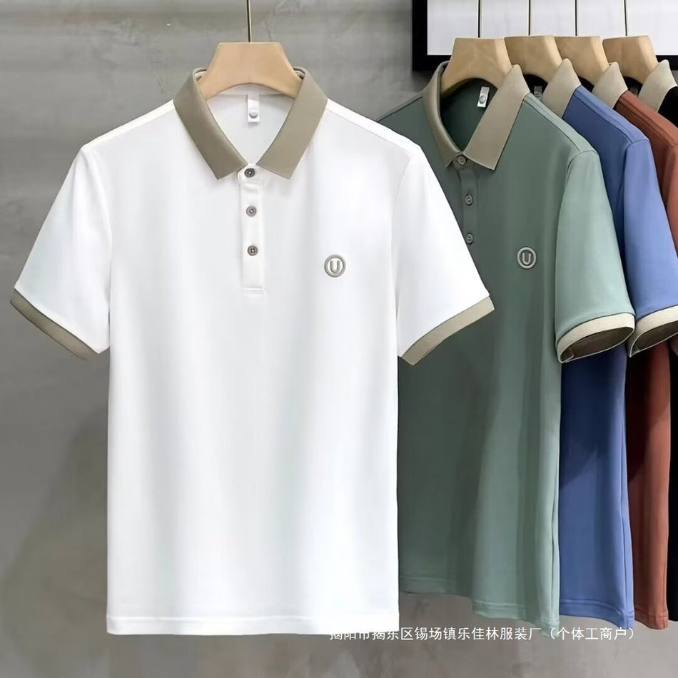Men's Embroidered Casual Business Short Sleeve Polo Shirt