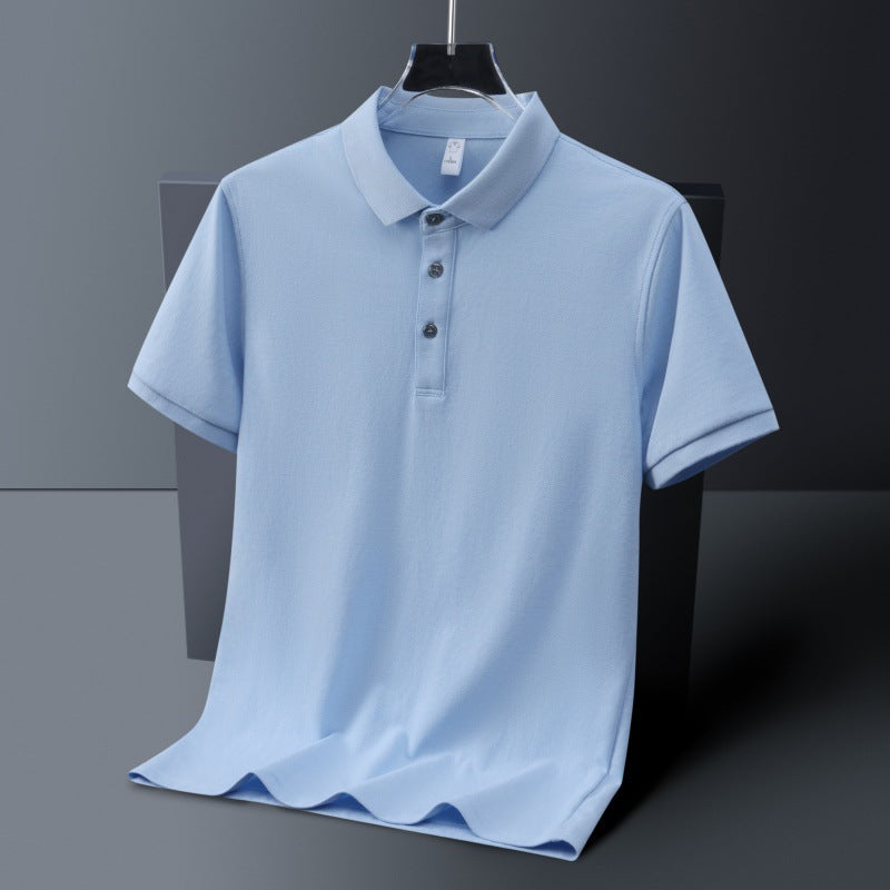 Men's Slim-Fit Polo Shirt Short Sleeve Solid Color Casual Tee