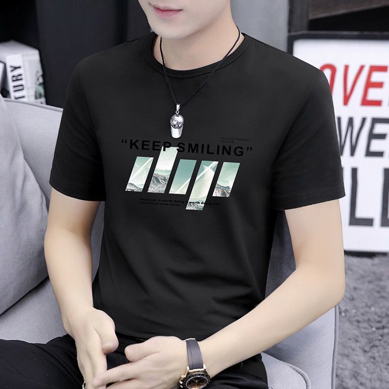 Men's Slim Fit Stretch Printed Short Sleeve T-Shirt