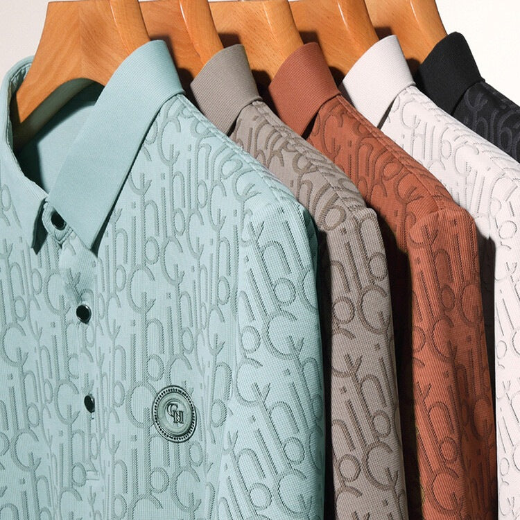 Men's Printed Polo Shirt Short Sleeve Logo Casual Summer Tee