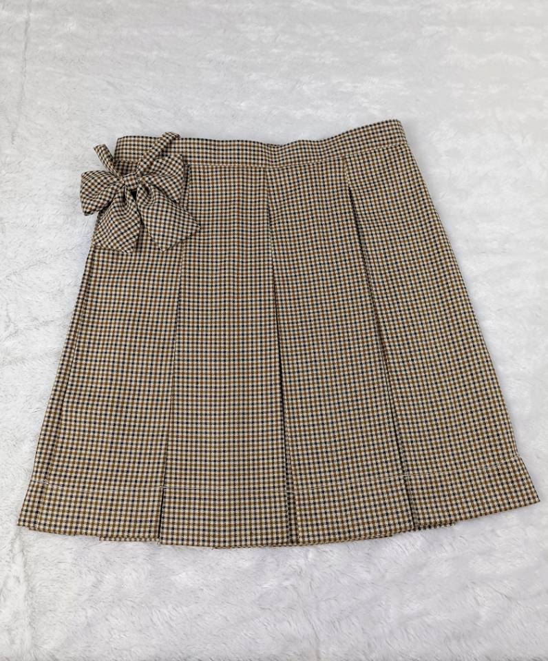 Women's Brown Plaid Box Pleated Mini Skirt