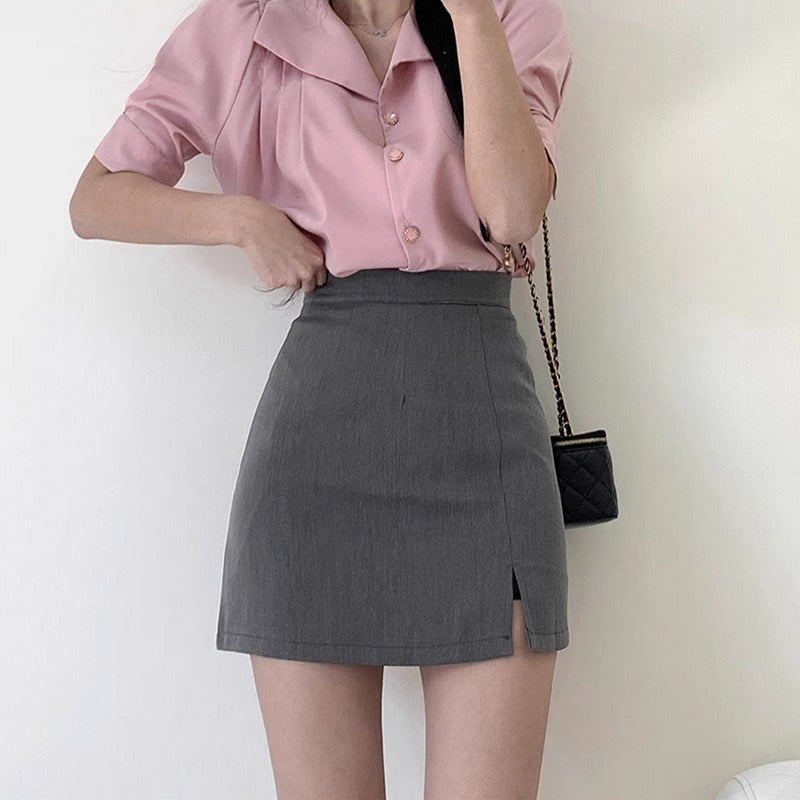 Women's High Waist A-Line Suit Mini Skirt
