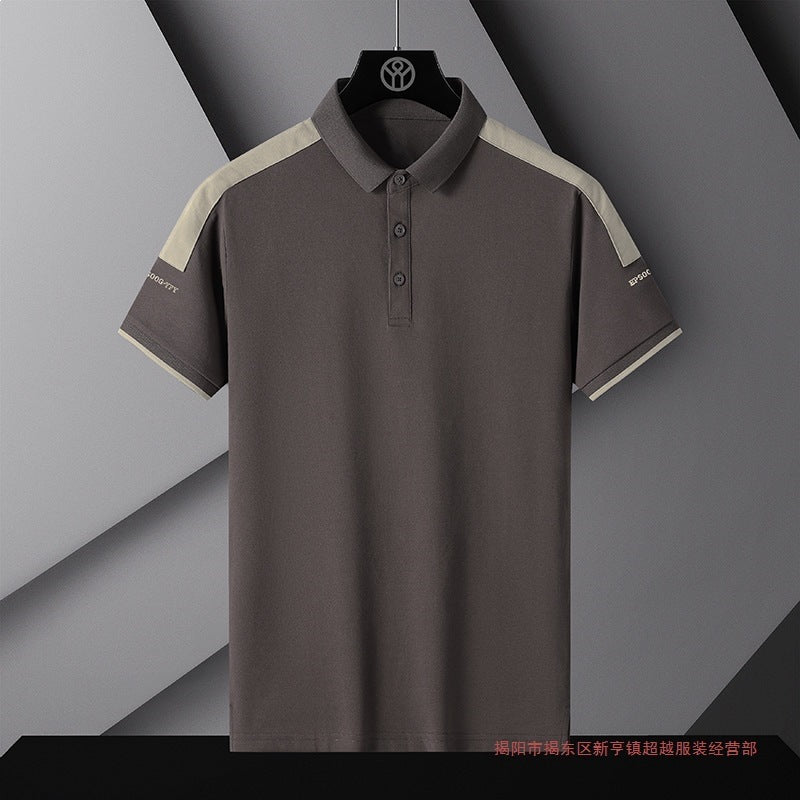 Men's Slim Fit Polo Shirt Short Sleeve Color Block Casual Tee
