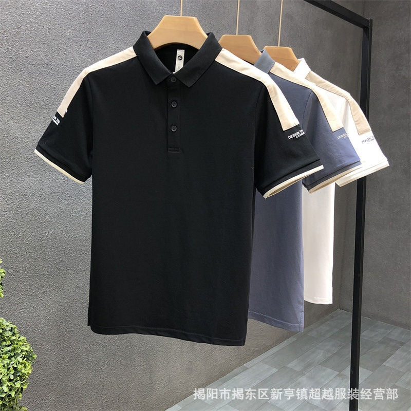Men's Slim Fit Polo Shirt Short Sleeve Color Block Casual Tee