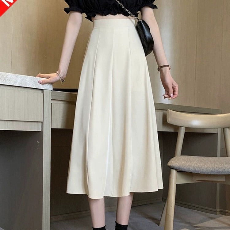Women's High Waist Draped A-Line Midi Skirt