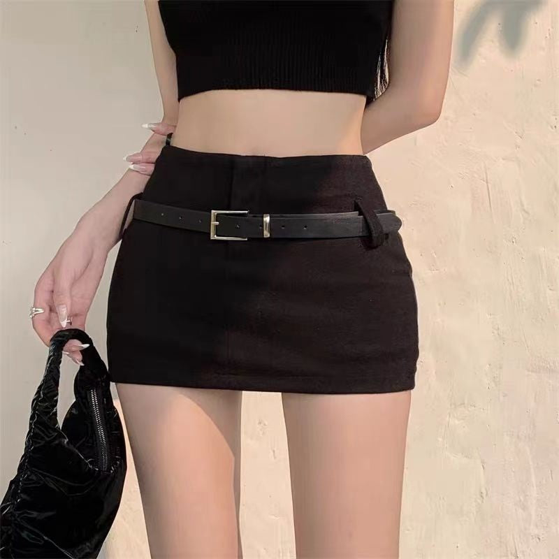 Women's High Waist Black A-Line Mini Skirt