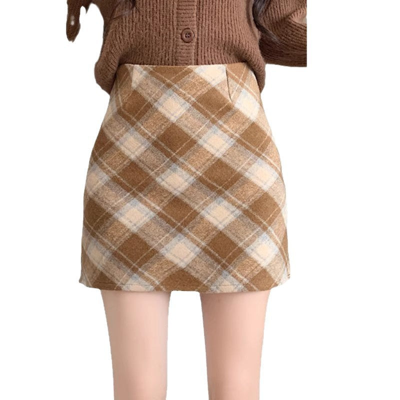 Women's High Waist Plaid A-Line Mini Skirt