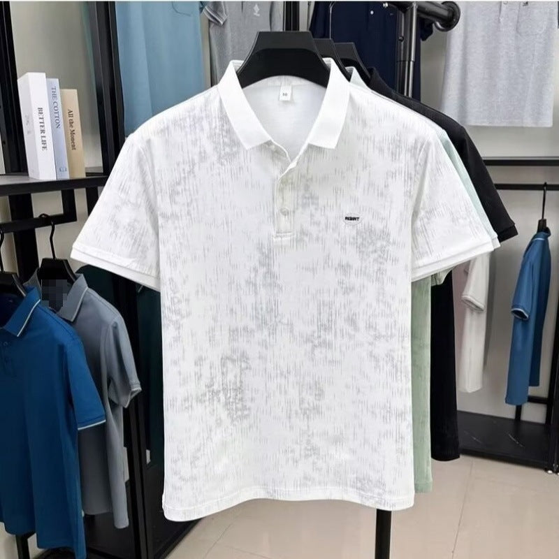 Men's Embroidered Polo Shirt Short Sleeve Luxury Casual Lapel Tee