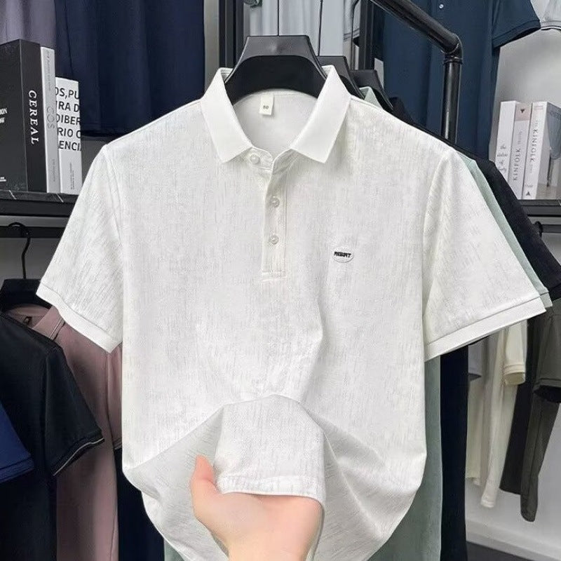 Men's Embroidered Polo Shirt Short Sleeve Luxury Casual Lapel Tee