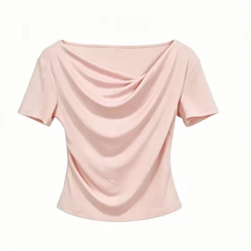 Women's Off-Shoulder Swing Collar Slim Fit T-Shirt