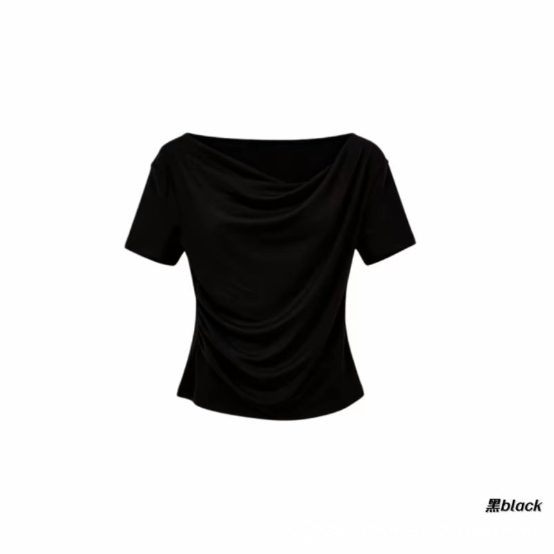 Women's Off-Shoulder Swing Collar Slim Fit T-Shirt