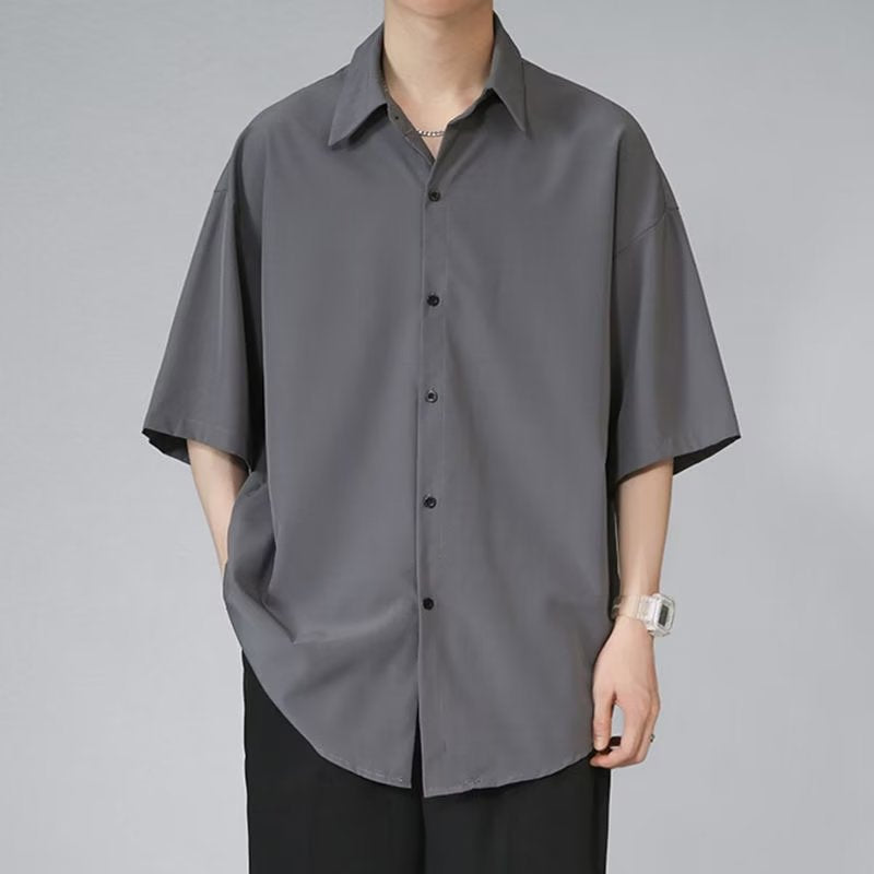 Men's Ice Silk Cuban Collar Short Sleeve Shirt