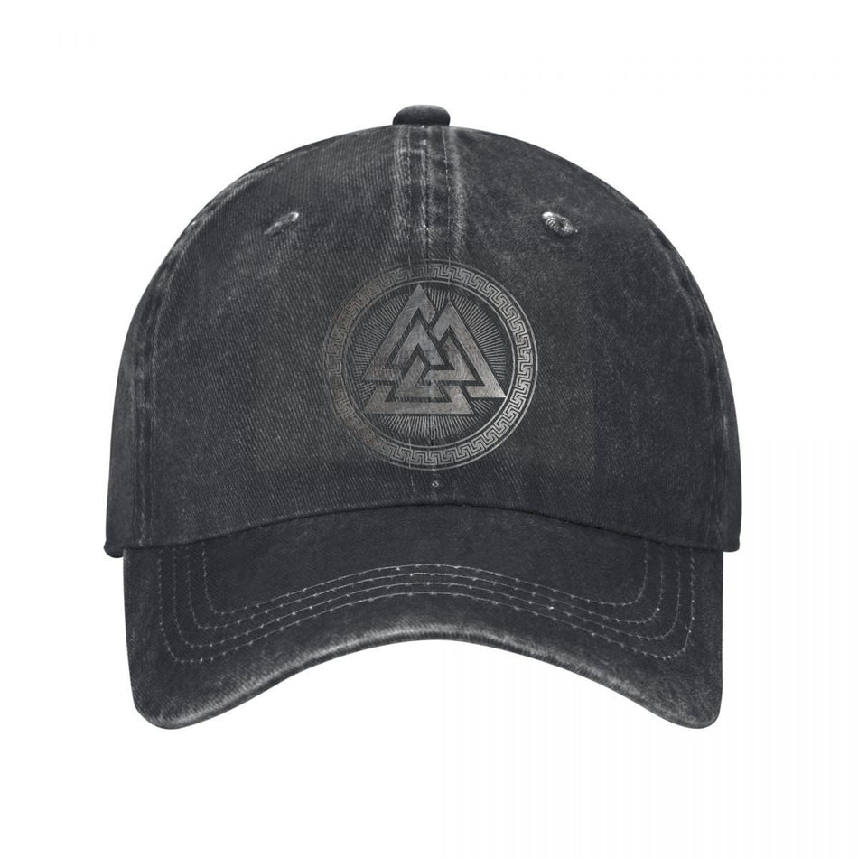 Valknut Medallion Vintage Washed Baseball Cap Unisex Casual Hat