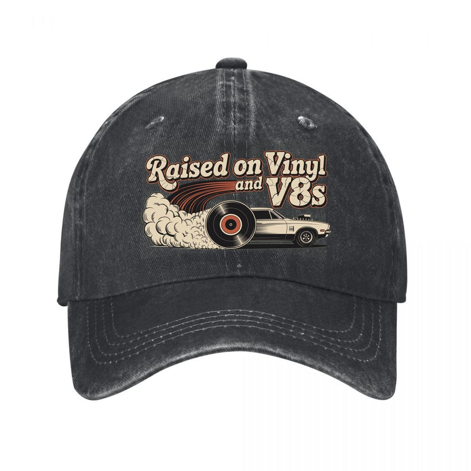 Raised on Vinyl and V8s Vintage Washed Baseball Cap Unisex