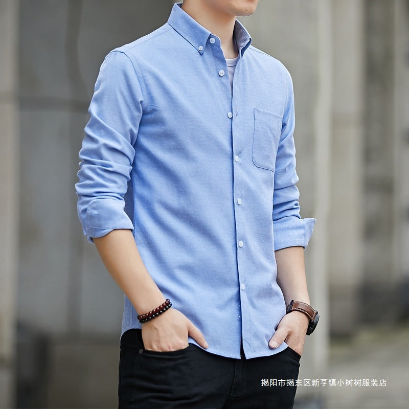Men's Slim Fit Oxford Long Sleeve Casual Shirt
