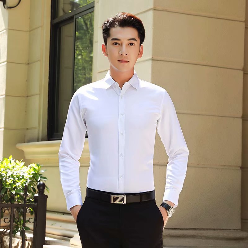Men's Slim Fit Non-Iron Business Long Sleeve Shirt