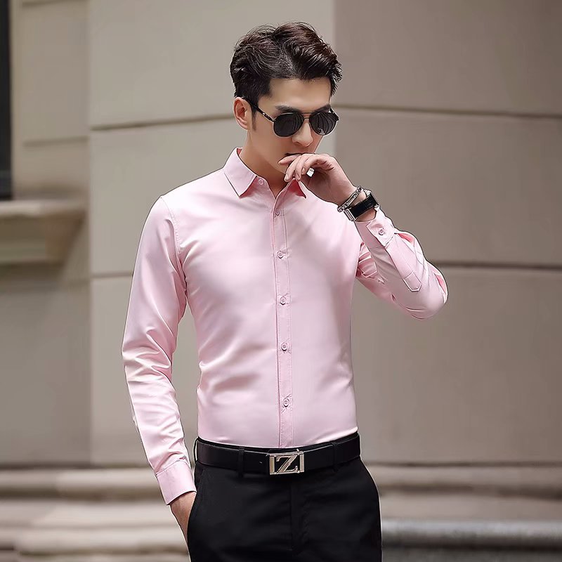 Men's Slim Fit Non-Iron Business Long Sleeve Shirt