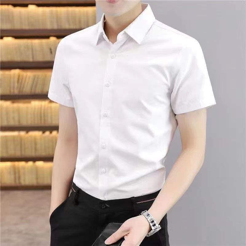 Men's Solid Color Short Sleeve Business Casual Shirt