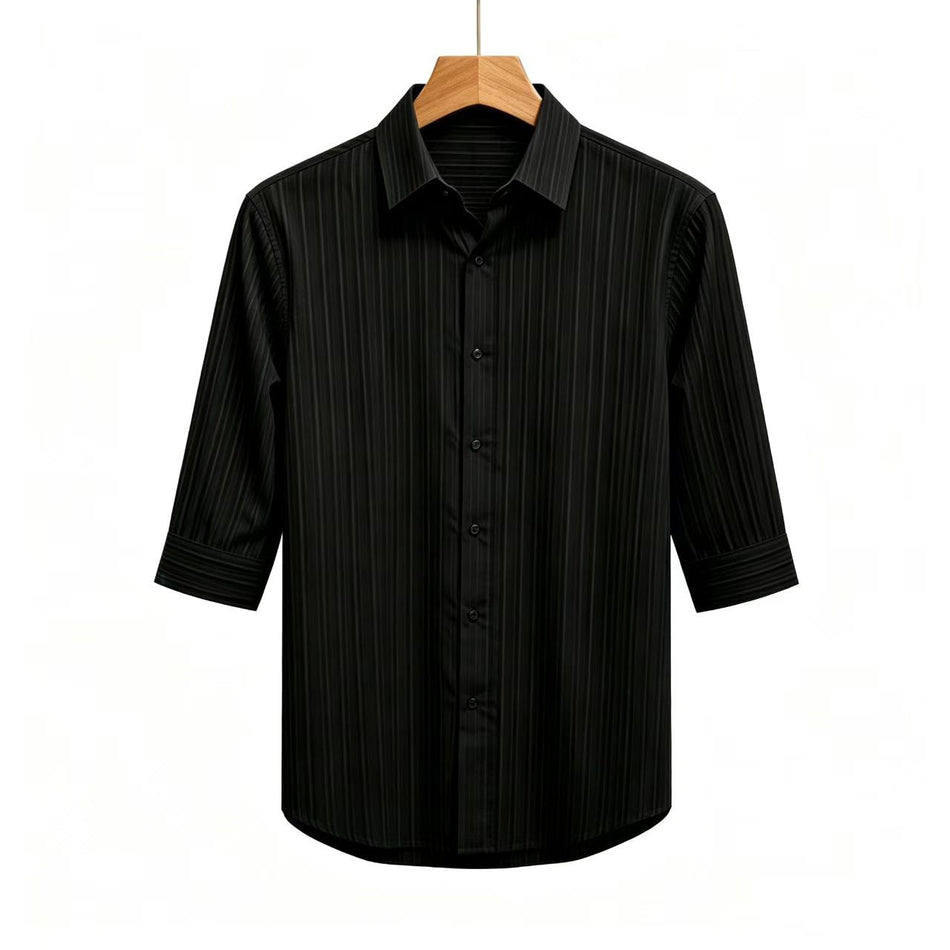 Men's Slim Fit Striped Three-Quarter Sleeve Shirt