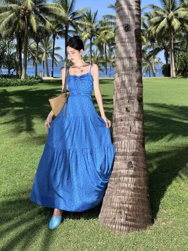 Women's Floral Backless Maxi Dress High Waist Sleeveless