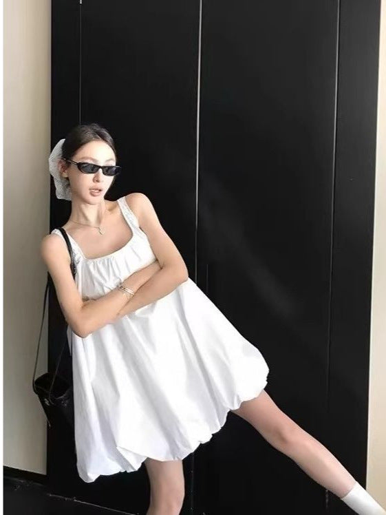 Women's Solid Color A-Line Tank Midi Dress Loose Fit Casual