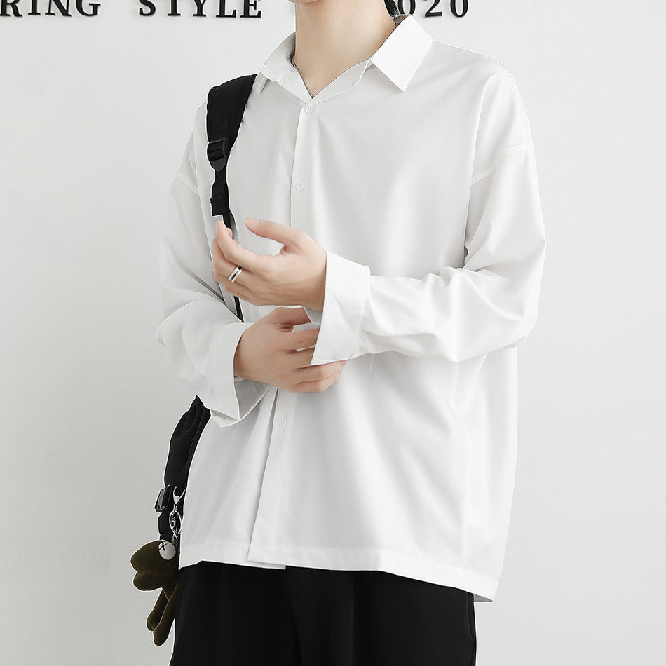 Men's Ice Silk Loose Fit Long Sleeve Casual Shirt