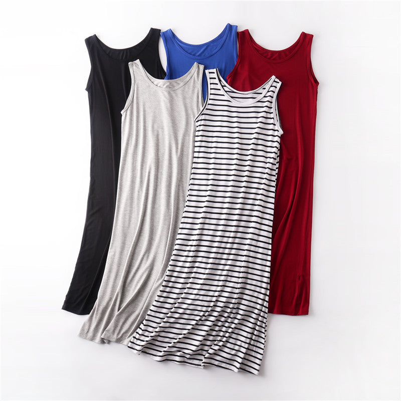 Women's Modal Sleeveless A-Line Long Dress Home Loungewear