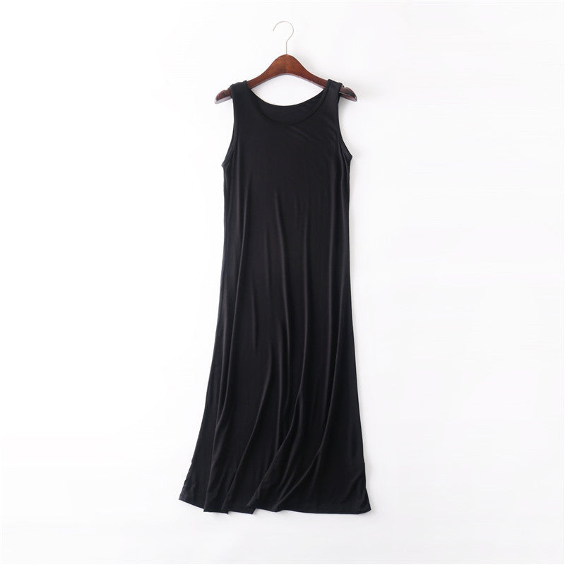 Women's Modal Sleeveless A-Line Long Dress Home Loungewear