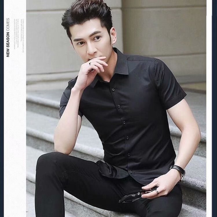 Men's Slim Fit Short Sleeve Business Casual Shirt