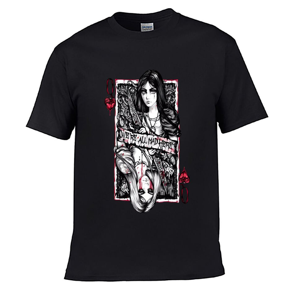 Men 100% Cotton Graphic T-Shirt Casual Q Fun Tee Top