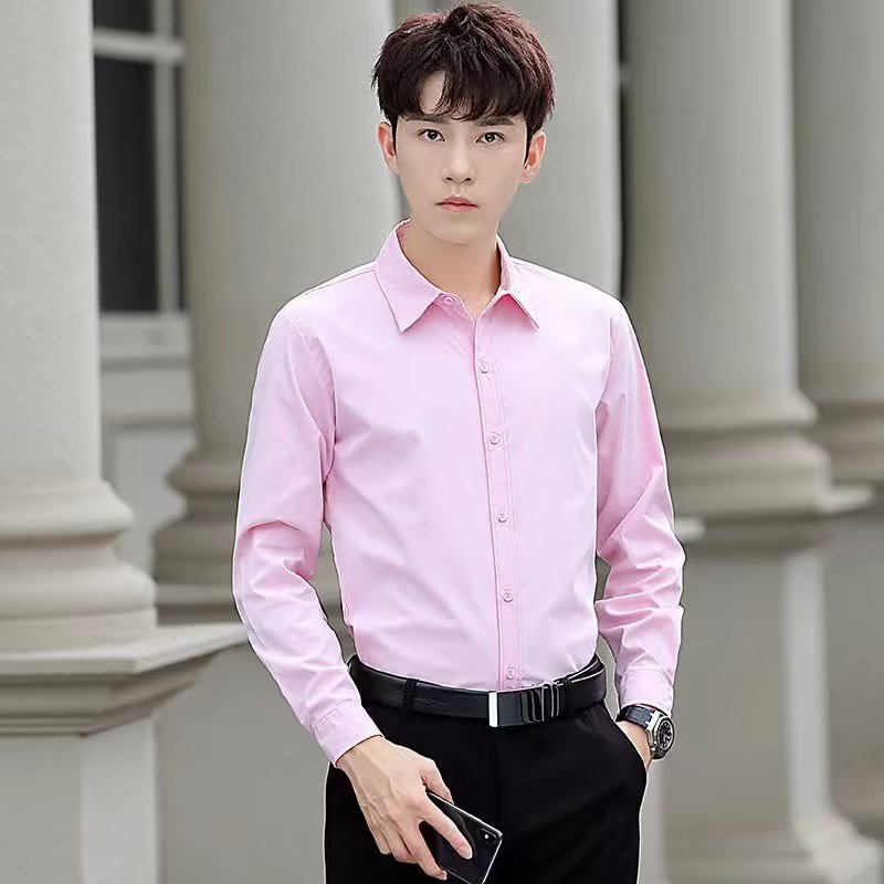 Men's Solid Color Business Casual Long Sleeve Shirt