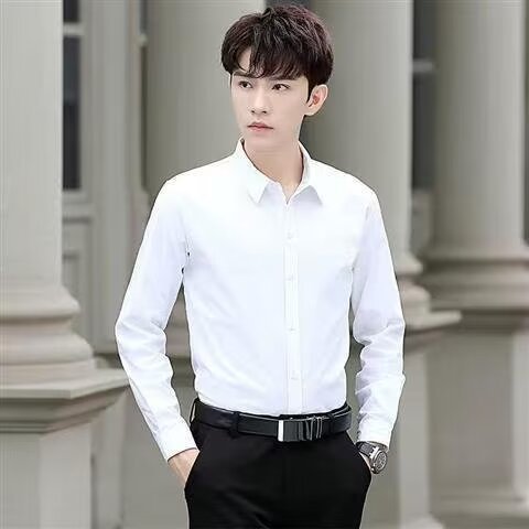 Men's Solid Color Business Casual Long Sleeve Shirt