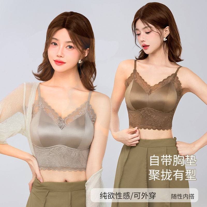 Women's Wireless Full Cup Beauty Back Bra Camisole Top