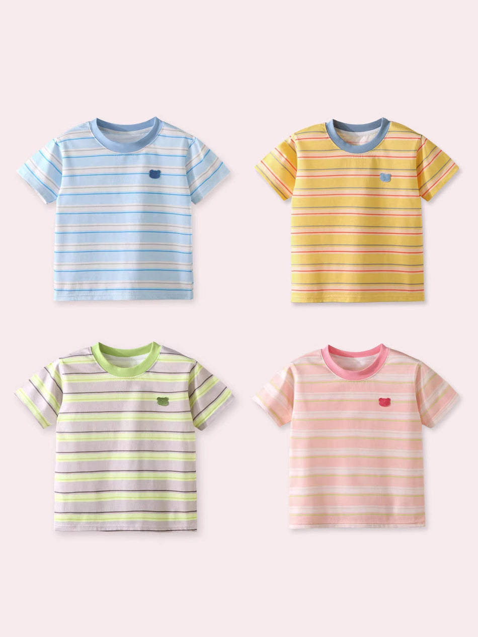 Kids' Cotton Striped Short Sleeve Casual T-Shirt