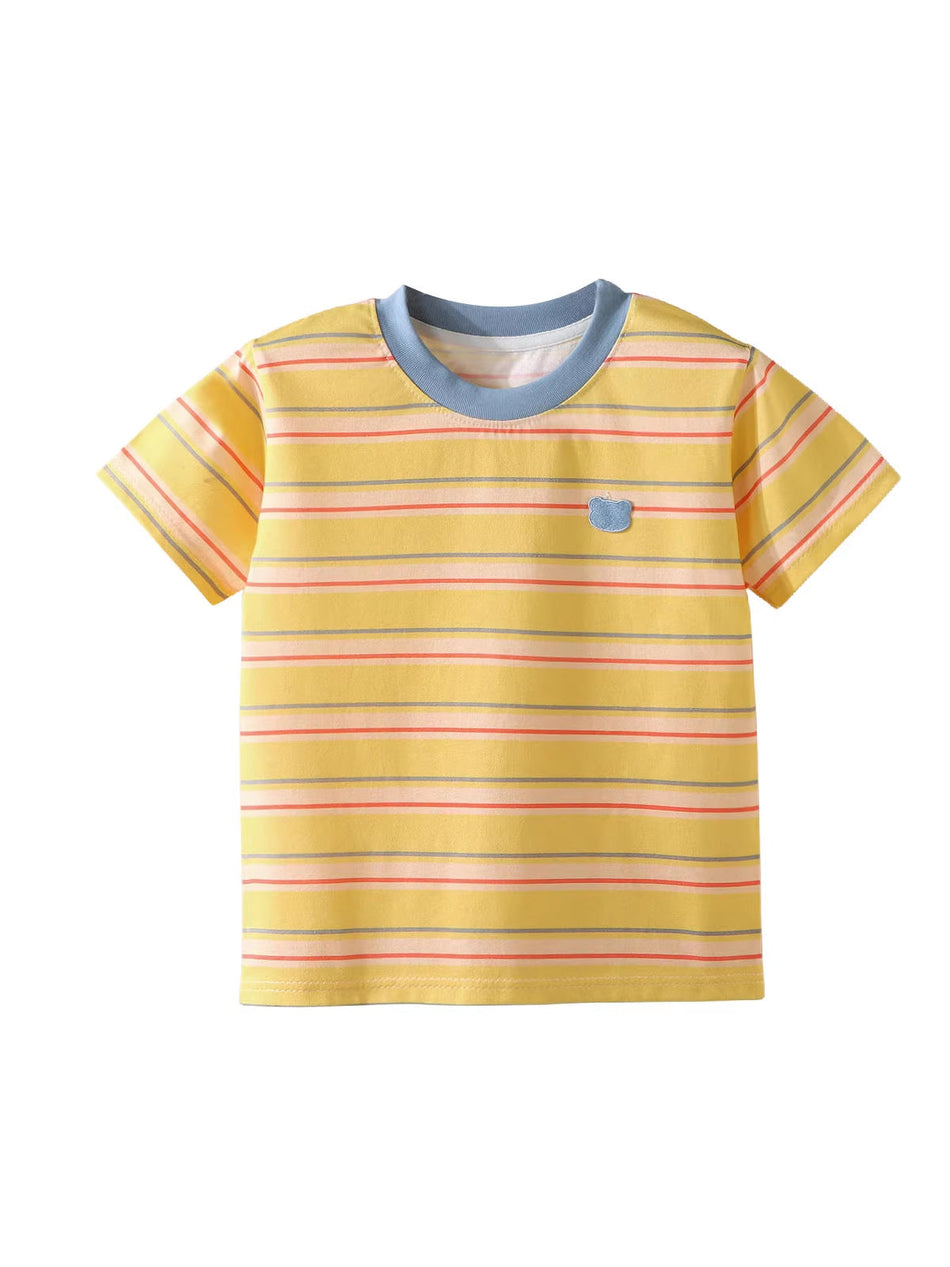 Kids' Cotton Striped Short Sleeve Casual T-Shirt