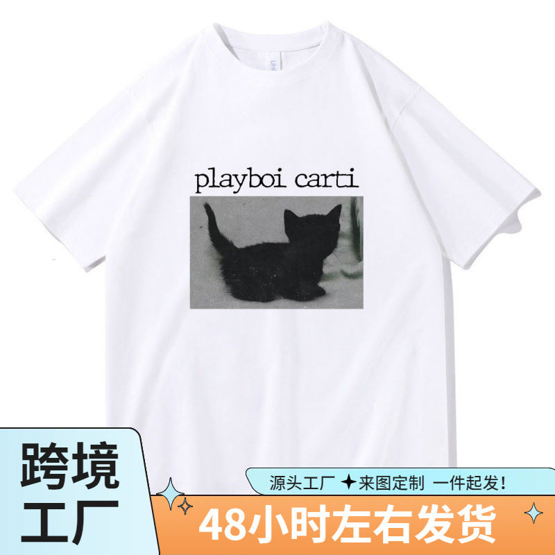 Playboi Carti Inspired Oversized Cat Print T-Shirt Unisex Hip Hop