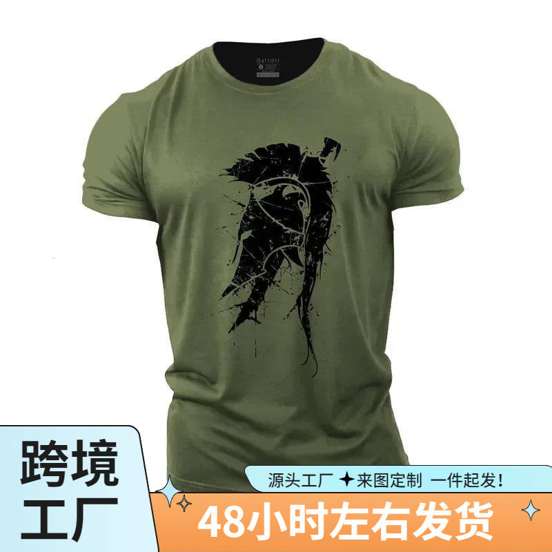 Vintage Spartan 3D Printed T-Shirt Men Casual Summer Short Sleeve