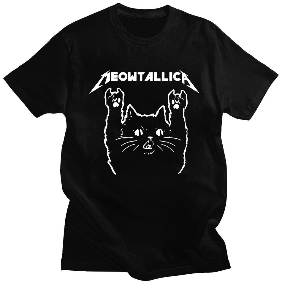 Funny Cat Rock Music T-Shirt Unisex Meowtallica Graphic Tee