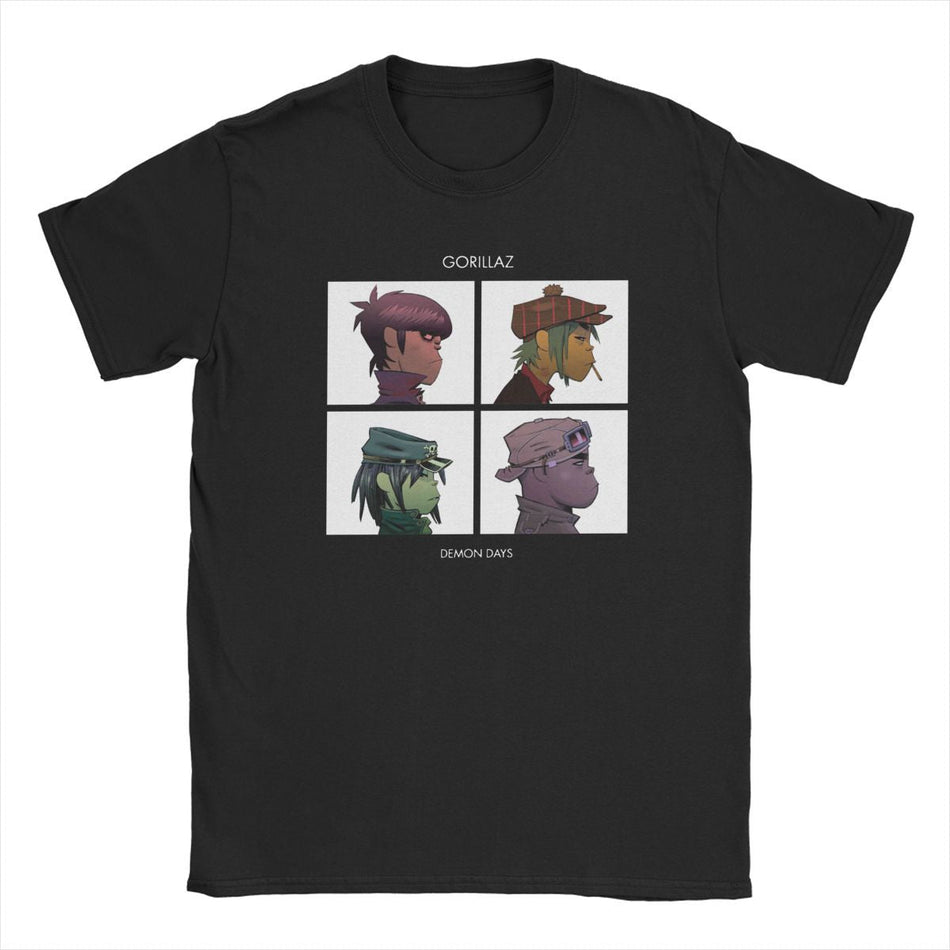 Gorillaz Demon Days Graphic T-Shirt Men Casual Pure Cotton Tee